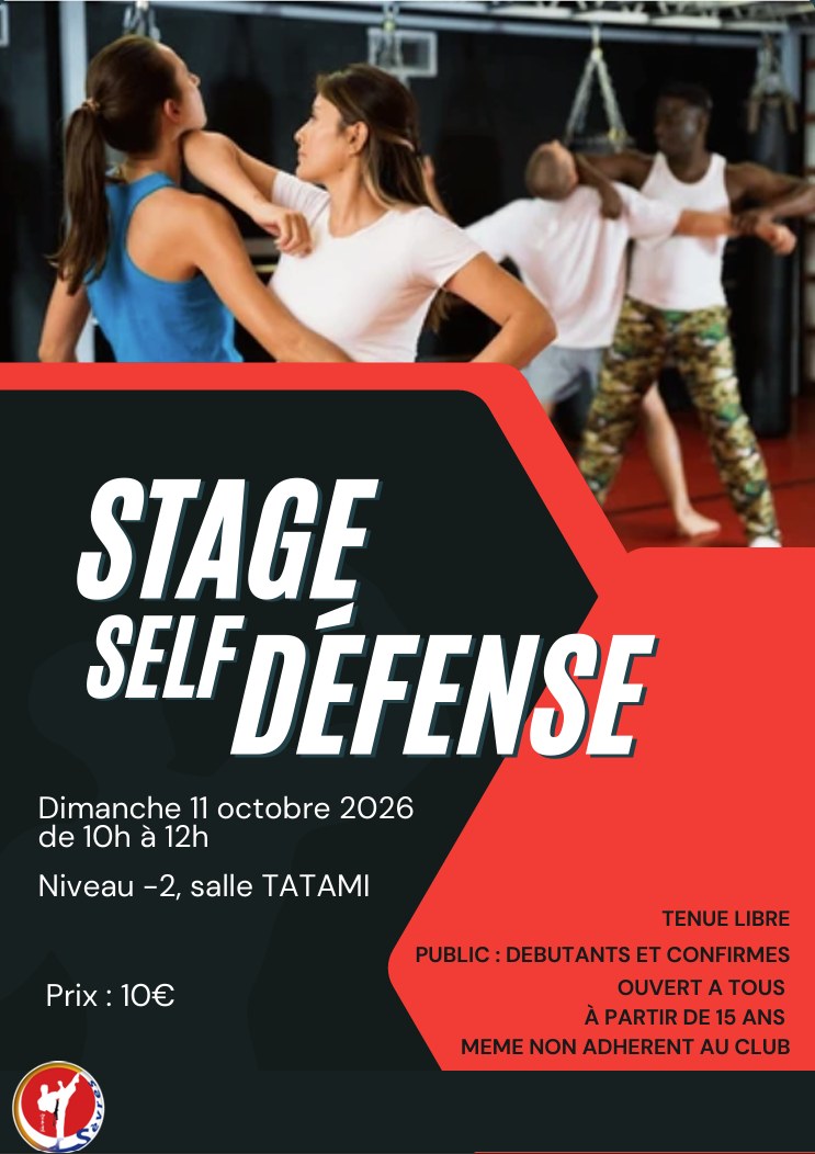 Affiche du stage de self-défense du dimanche 11 octobre 2026